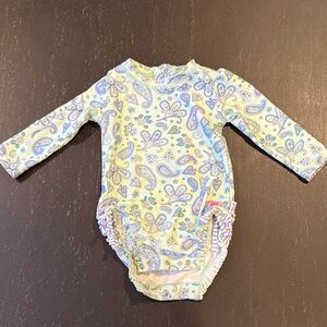 Ruffle Butts Mint and Blue Baby Bodysuit